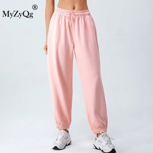 Calças femininas capris myzyqg mulheres outono e inverno cordão solto esportes em linha reta sweatpants feminino ao ar livre alta casual calças streetwear 231010