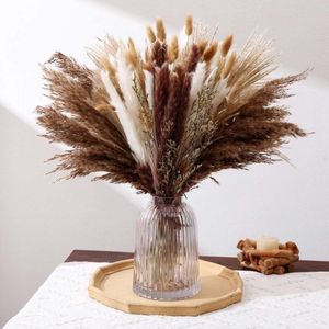 Dekorativa blommor 80st Natural Dried Pampas Grass Bouquet Boho Home Nordic Decor Phragmites Wedding Arrangement Thanksgiving