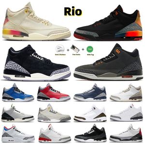 3s Rio Mens Basketball Shoes Palomino Medellin Sunset Fear Off Noir White Cement Reimagined Dark Iris Black Gold Cool Grey Fire Red UNC Men Women Sneakers