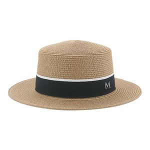 Straw Beanie Skull Caps Hat S For Women Bucket Flat Top Wide Brim Khaki Band Luxury Formal Beach Elegant Women's Summer L2210277B