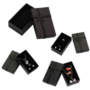 32pcs Jewelry Box 8x5cm Black Necklace for Ring Gift Paper Jewellery Packaging Bracelet Earring Display with Sponge 210713243J