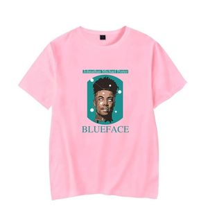 High Quality Rapper Singer Blueface Pink T-shirt Men Women Summer Fashion Casual Hip Hop T shirt Print Blueface Short T-shirts 210325t