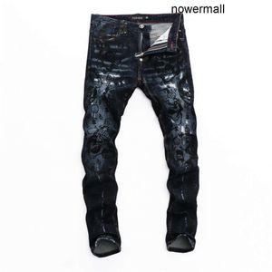 Philipps PP Bear Classic Fashion PP Man Jeans Rock Moto Mens Casual Design Ripped Trousers Distessed Mager Denim Biker Jeans 157514276L Plein R8K5