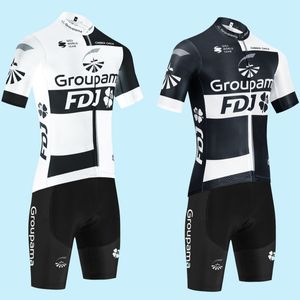 Branco fdj camisa de ciclismo bicicleta shorts definir homens mulheres equipe dos Emirados Árabes Unidos secagem rápida pro ciclismo maillot camisa 20d babadores calças roupas