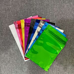 10*15CM Colorful Shiny Aluminum Foil Packaging Bags Mylar Zipper Food Grade Glossy Seal Plastic Gift Pouch For Tea Candy Sugar Coffee beans Mask Cosmetics Nuts Fruits
