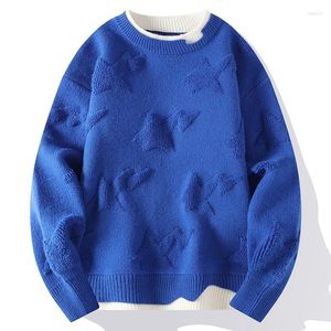 남자 스웨터 인쇄 인쇄 남자 패션하라 주쿠 스타일 가짜 두 조각 니트 스웨터 캐주얼 느슨한 단단한 남성 풀버 스트리트웨어