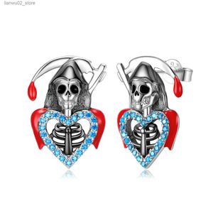 Other Fashion Accessories Terrifying S925 Sterling Silver Charm Halloween Punk Death Skull Ghost Demon Pumpkin Women's Trendy Boutique Earrings Q231011