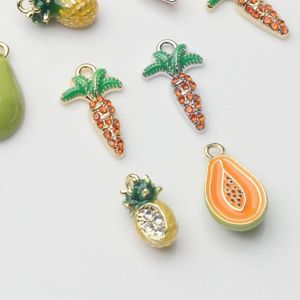 Charms Zinc Alloy Enamel Pineapple Papaya Carrot 6pcs/lot For DIY Fashion Jewelry Earrings Making Finding Accessories