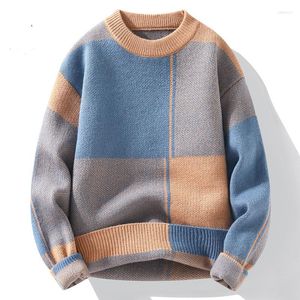 남자 스웨터 2023 가을과 겨울 패션 트렌드 체크 무늬 따뜻한 니트 캐주얼 한 느슨한 편안한 두꺼운 대형 스웨터 M-4XL