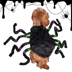 Cat Costumes Light Up Spider Dog Costume Adjustable Spider Cosplay With Scary Furry Legs Dog Cat Apparels For Theme Party Halloween Party 231011