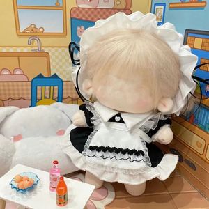 Dolls 1set Handgjorda 1020 cm dockkläder Maid klänning pannband Förkläde Kpop Plush Outfit Toys Baby Accessories Cos Suit 231011