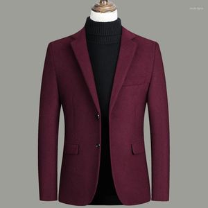 Herrdräkter 2023 High-End Lounge Suit Wool Spring and Autumn Middle-Aged Woolen Jacket Slim Winter Style