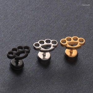 Stud Earrings 2 Pieces Steel Black Gold Color Unique Flower Shaped Men Women Ear Plug For Unisex Type