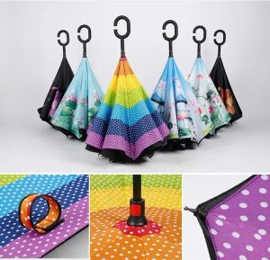 Reverse Umbrellas Windproof Reverse Layer Inverted Umbrella Inside Out Stand Windproof Umbrella Inverted Umbrellas 1011