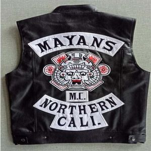 2018 XMAS GIFT Mayans MC Motorcycle Punk Locomotive Pu Leather Black Vest235C