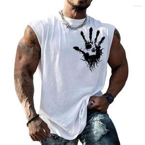 Men's Tank Tops 2023 Summer European And American Top Round Neck Loose Large Print T-shirt