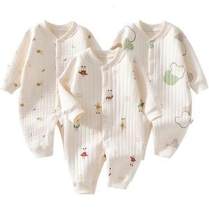 Macacão Outono Roupas de Bebê Algodão Nascido Romper Urso Coelho Dos Desenhos Animados Impresso Macacão Criança Infantil Onesie Meninos Meninas Bodysuit 024m 231010