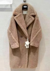 شمبانيا مكثفة Mmax Teddy Bear Alpaca Fur Fur Coats Winter Winter Women Parkas Label Neck Button