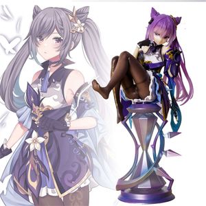 Mascot kostymer keqing 18 cm anime siffror 1/7 skala genshined påverkan utsökta pvc action figur kawaii samlarobjekt modell leksaker present prydnad