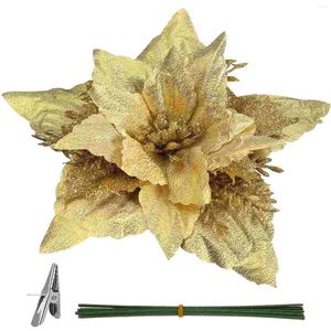 Kwiaty dekoracyjne Świąteczne kwiat złota sztuczne dekoracje akcesoria świąteczne ozdoby pvc
