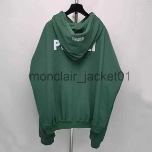 Felpe con cappuccio da uomo Felpe oversize VETEMENTS POLIZEI Stampa Felpa con cappuccio Uomo Donna Puro cotone peluche Pullover con cappuccio verde J231011