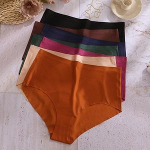 Women's Panties Giczi High Waist Silk Satin Seamless Underwear Fashion Comfort Lingerie Sport Breathable Briefs Woman Underpants