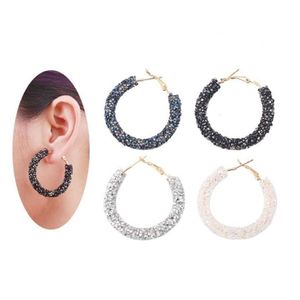 Mode smycken enkel personlighet vintage överdrivna hiphop kristaller från swarovskis cirklar handgjorda pärlformade kristallörhängen da305k