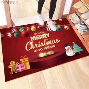 Christmas Decorations Christmas Series Carpet Floor Mat Festive Atmosphere Decorative Floor Mat Cartoon Santa Non-slip Mat Festive Carpet