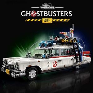 الكتل في الأسهم Ghostbusters ecto-1 لبنات البناء الطوب طراز سيارات للأطفال للبالغين ألعاب الهالوين عيد الميلاد متوافقة 10274 T231011