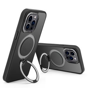 Magsafe Magsafe Magnetic Kickstand telefon kasası için IPhone 15 11 13 12 14 Pro Max Hybrid Zırh Metal Yüzük Braketi Kablosuz Şarj Kapağı Şok geçirmez Anti Damla