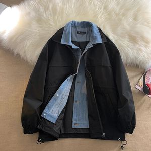 Herrjackor 2023 Ny denimjacka Löst herr 3 färger mode jean lapel casual ytterkläder vintage par rockar kläder a37 231011