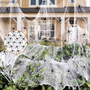 Other Festive Party Supplies 50/100pcs Black Spider Simulation Tricky Toy Haunted House Spider Web Bar Party Decorations Kids Halloween Decor Spiders R231011