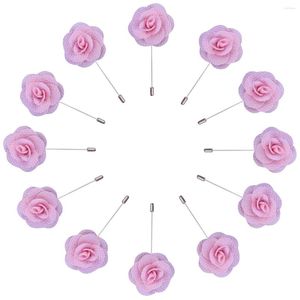 Fiori decorativi 12 pezzi Corpetto semplice e neutro Fiore di seta Bocciolo di rosa Rosa Abito da sposo Pin Accessori da sposa fatti a mano da lavoro XH0715 12