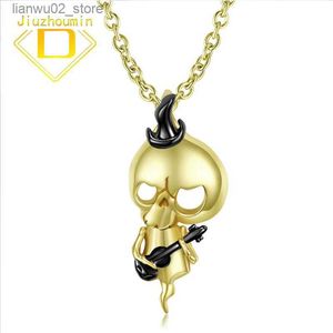 Andra modetillbehör Ghost Play Guitar Hip Hop Punk Pendant Necklace Halloween Gift 925 Silver Necklace For Men Women Original Design Clavicle Chain Q231011