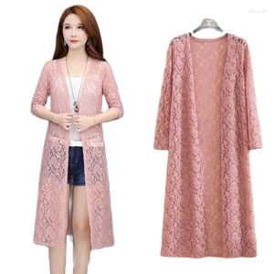 Women's Jackets Summer Shawl Sun Protection Clothing Coat Mid-length Lace Thin Section Cardigan Loose Ladies