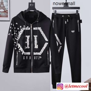 trend comfortable Mens jacket white letters PP hot drilling Plein fashion skull head slim sweater cotton hoodie allmatch Philipps top new pp suit sportswear sw B541