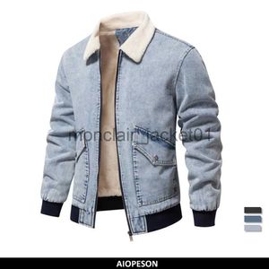 Daunenparkas für Herren AIOPESON Herbst Winter Pelzkragen Jacke für Männer Warm verdicktes Fleece Herren Jeansjacke und Mantel Lässige Mode Jeansjacke Herren J231011