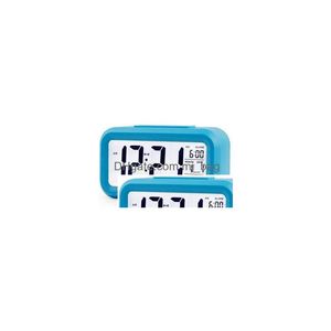 Festa favor plástico mudo despertador lcd temperatura inteligente bonito posensível cabeceira digital despertadores relógios sn nightlight calendário 240q dh1ks