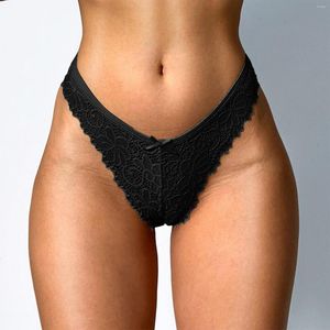 Women's Panties 1 Piece For Women Sexy Floral Lace Mesh Low Rise Hollow Out Transparent Plus Size Underwear