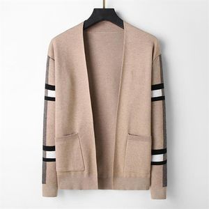 23SS Männer Frauen Pullover Jacke Kaschmir Strickjacke gestrickt V-Ausschnitt lose gestreifte Pullover dünner Trenchcoat189O