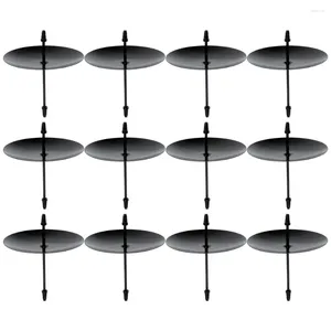 Candle Holders 12 Pcs Holder Decorative Stand Rustic Wedding Fixing Household Round Wicker Tray Decorations Iron Fixator Tealight