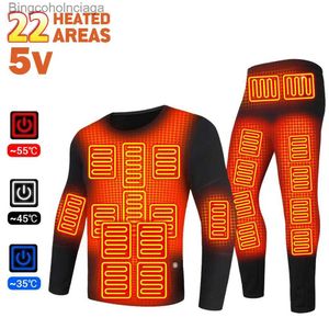 Herren-Thermounterwäsche, 22 Bereiche, beheizte Thermo-Unterwäsche, Winter-Heizjacke, USB-elektrische Heizkleidung, Motorrad-Thermo-Unterwäsche, Herren-Skianzug, L231011