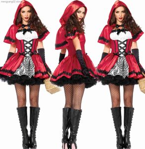 Tema Traje Halloween Venha Cosplay Pequeno Chapéu Vermelho Bruxa Sexy Mulheres Rainha Princesa Jogo Uniforme Carnaval Dress Up Party Disfraz Hombre T231011