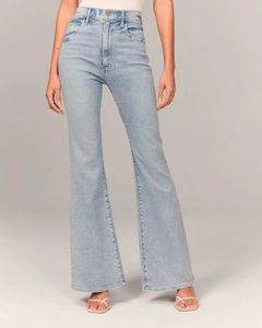 Slim High midjeflare Jeans för kvinnor Fashion Streetwear Classic Bell-Bottoms 2023 New Casual Denim Pants 2310104