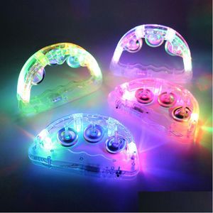 Brinquedos LED Mini Pandeiro Brinquedos Led para Crianças e Adts Acendem Pandeiros Instrumentos Musicais Brinquedo Portátil Piscando Brilho Jogo Aniversário Dh2V4