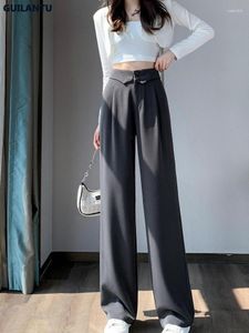 Spodnie damskie 2023 Elegancki kombinezon biurowy szeroką nogę Kobiet Autumn Fashion Button High talia estetyczne spodnie spodni harajuku panie