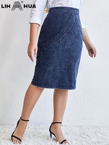 スカートlih hua women's plus size denim skirt chubby women for chubby women for Autunt Knittedコットンスカート231011