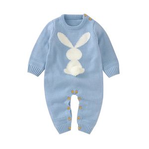 Pagliaccetti Baby Cute Rabbit Pom nato Tuta da bambino Outfit Manica lunga Autunno Infantile Ragazza Ragazzo Abbigliamento invernale Lavorato a maglia caldo 231010