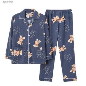 Mäns Sleepwear Cartoon Print Kaii Pyjamas For Men Spring Summer Trendyol Men's Suit Loose Cozy Pyjama Set Pyjama Night Clothes Pijama Hombrel231011