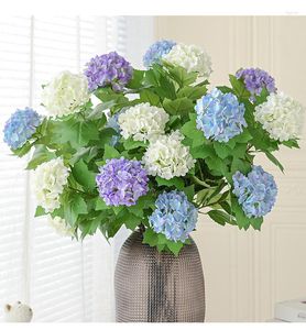 Декоративные цветы с 3 головками, искусственный букет гортензий, искусственный шелк, летние цветочные композиции для дома, свадебного стола, центральный декор для вечеринки